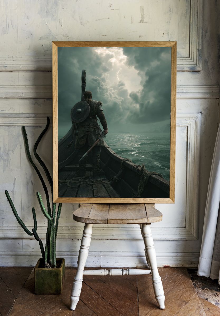 Viking Warrior on Ship — Fantasy Print. — room view 1