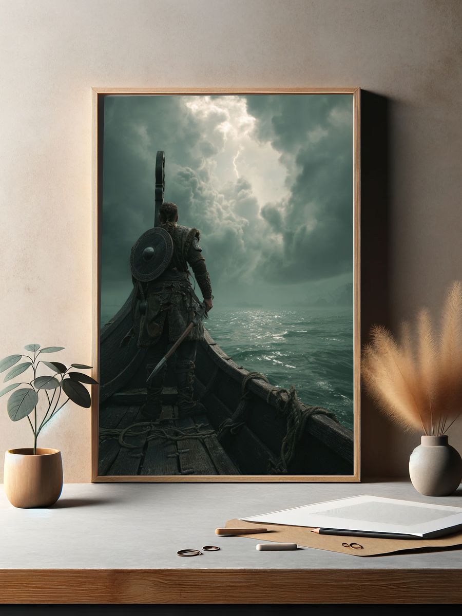 Viking Warrior on Ship — Fantasy Print. — room view 2