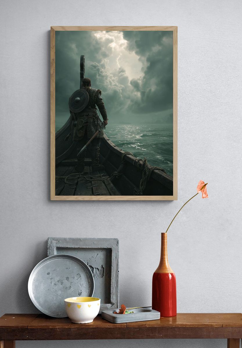 Viking Warrior on Ship — Fantasy Print. — room view 3