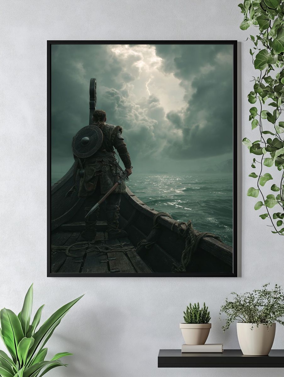 Viking Warrior on Ship — Fantasy Print. — room view 4