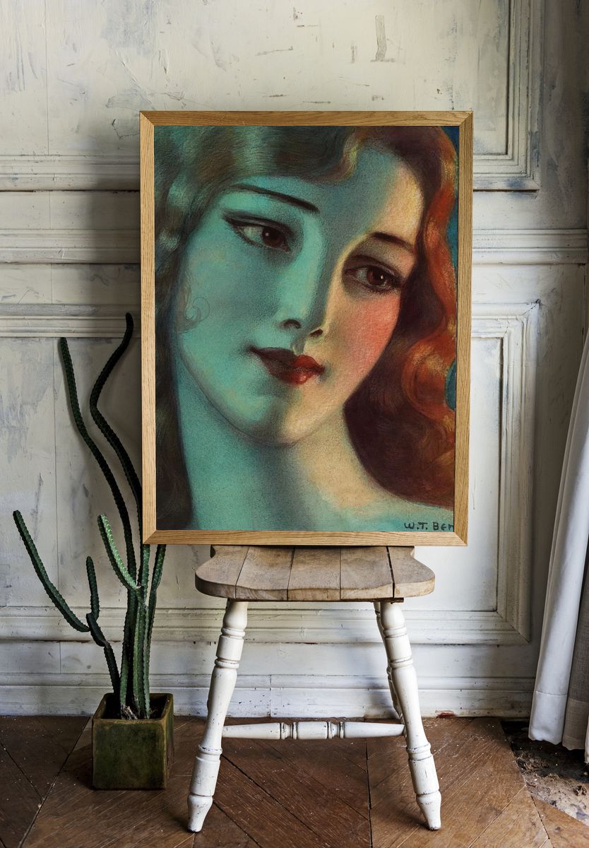 Elegant Woman Portrait — Vintage Print. — room view 1