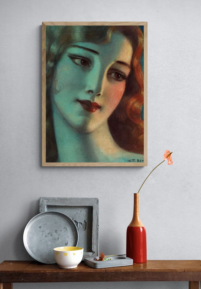 Elegant Woman Portrait — Vintage Print. — room view 3