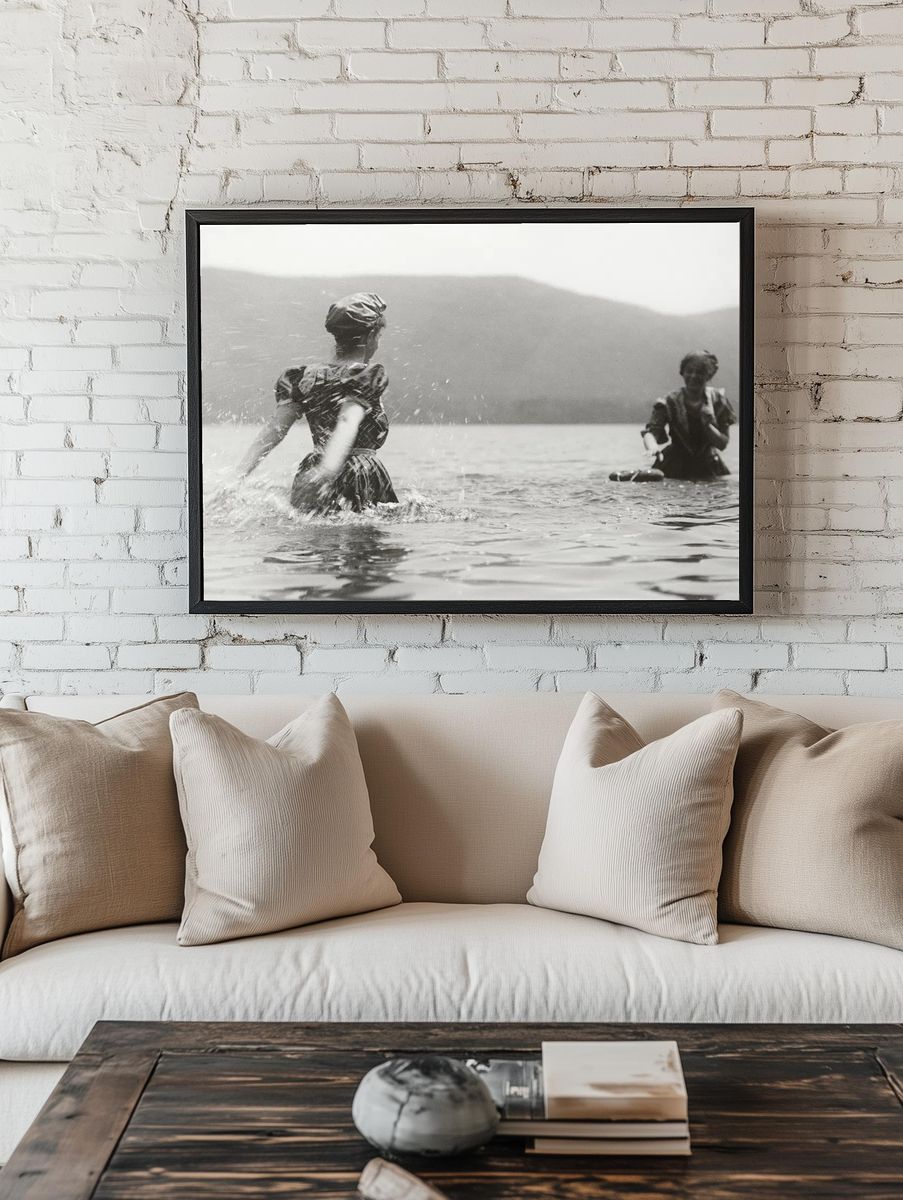 Women Playing in Water — Vintage Photography Print. — room view 1
