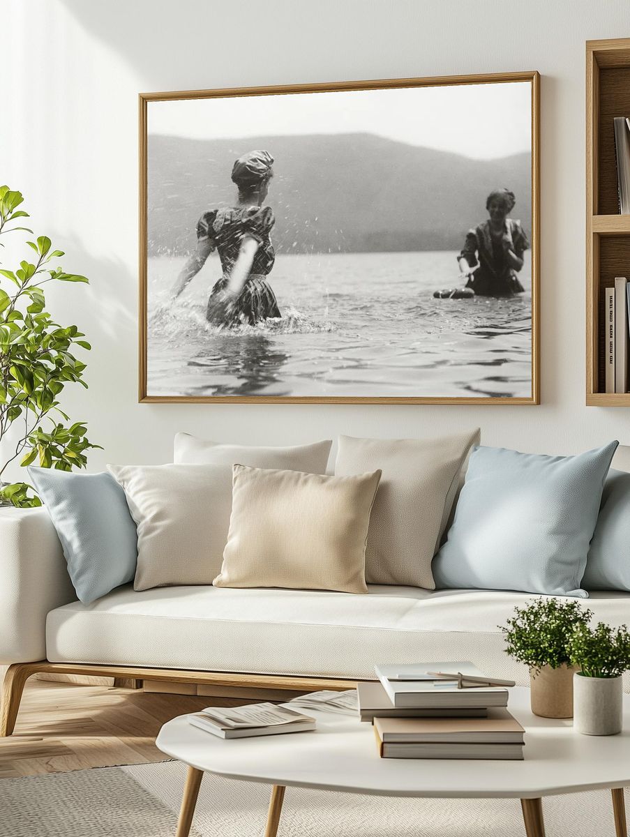Women Playing in Water — Vintage Photography Print. — room view 2