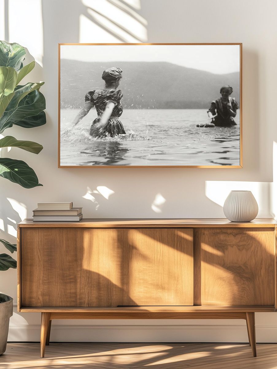 Women Playing in Water — Vintage Photography Print. — room view 3