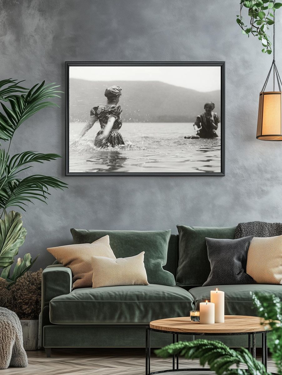 Women Playing in Water — Vintage Photography Print. — room view 4
