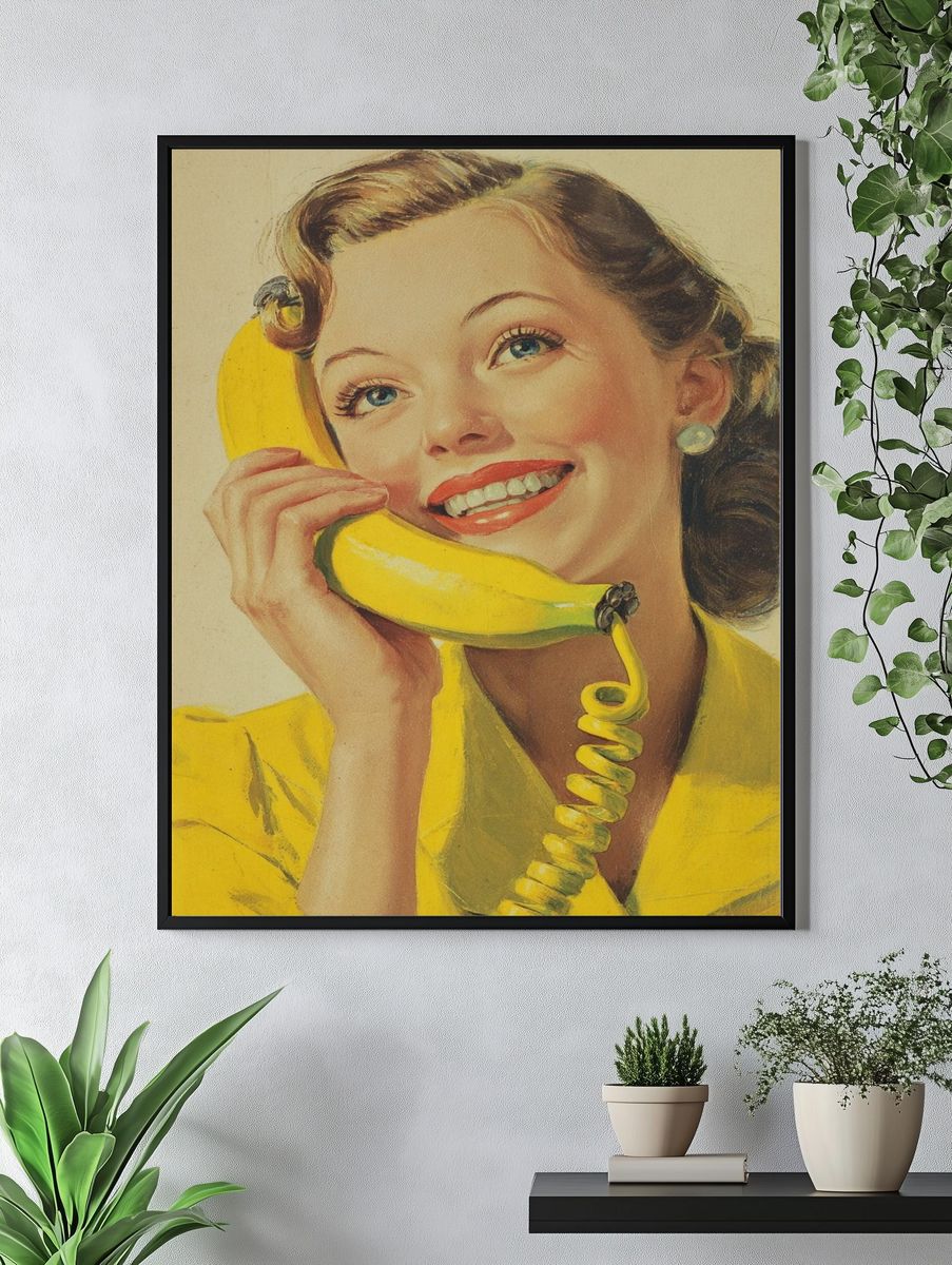 Vintage Woman with Banana Phone Poster. — room view 4