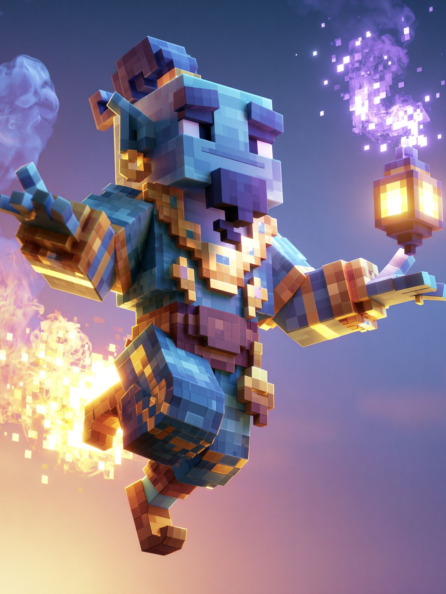 Voxel Mage Digital Art Poster. poster detail