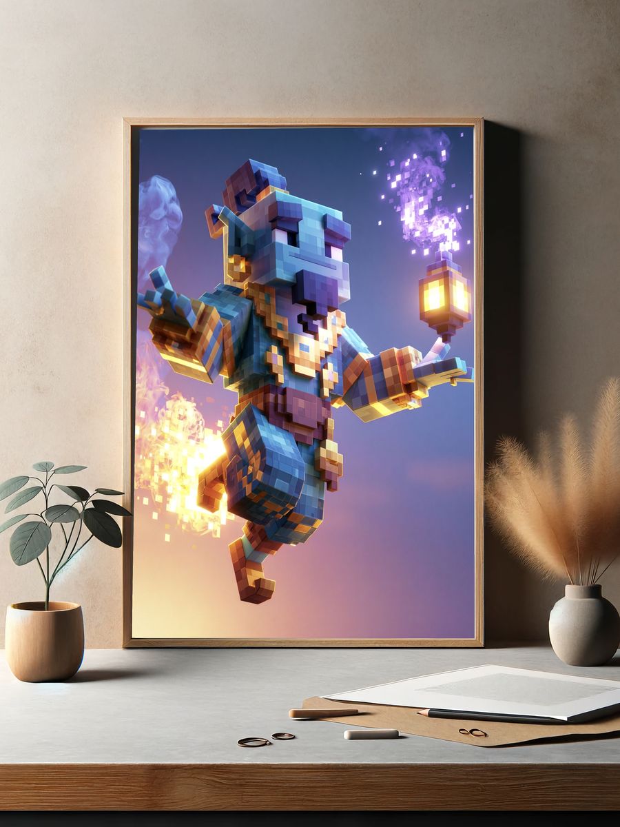 Voxel Mage Digital Art Poster. — room view 2