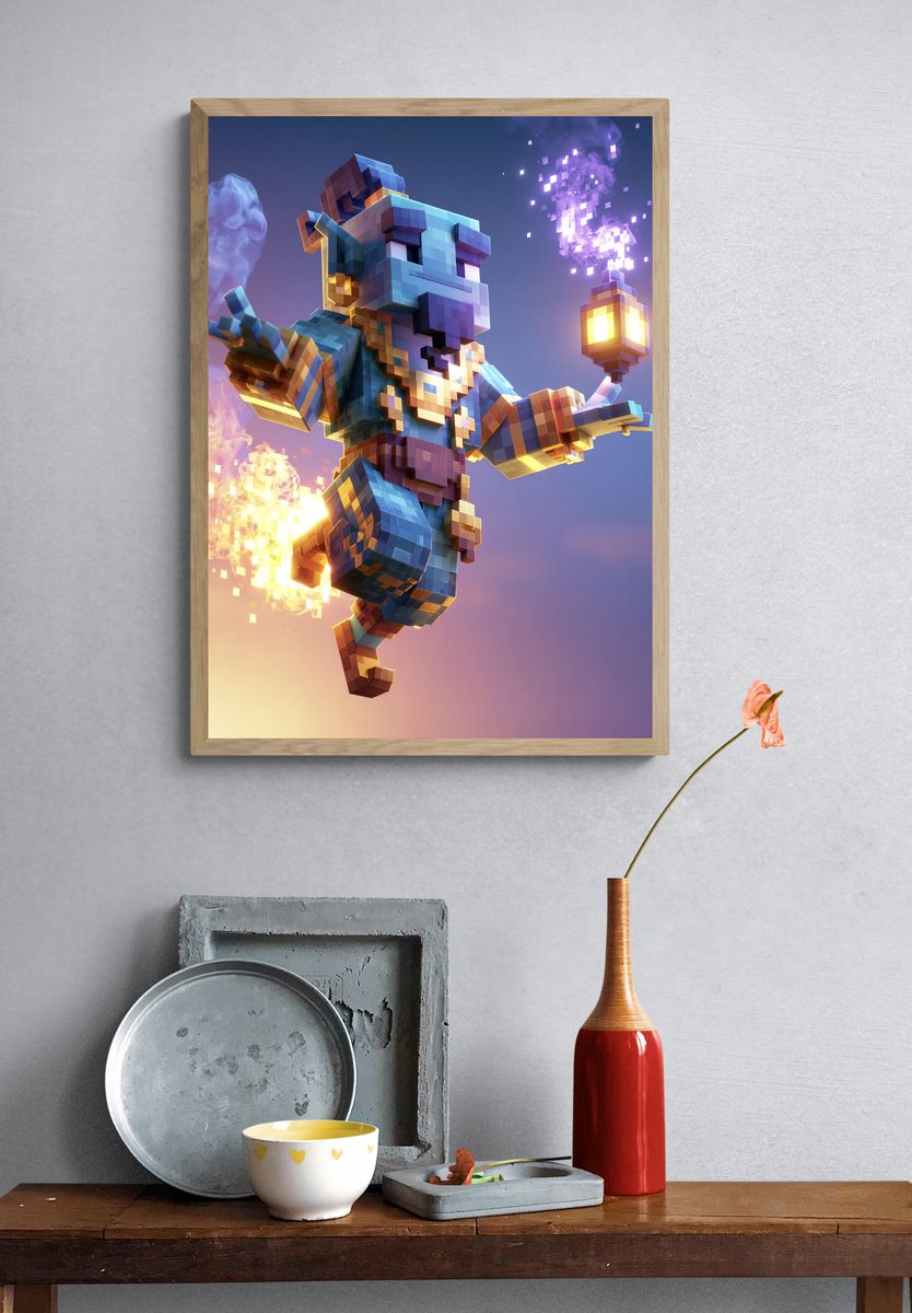Voxel Mage Digital Art Poster. — room view 3