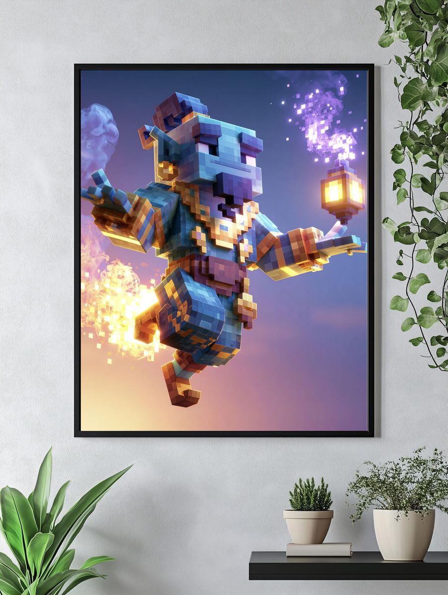 Voxel Mage Digital Art Poster. — room view 4