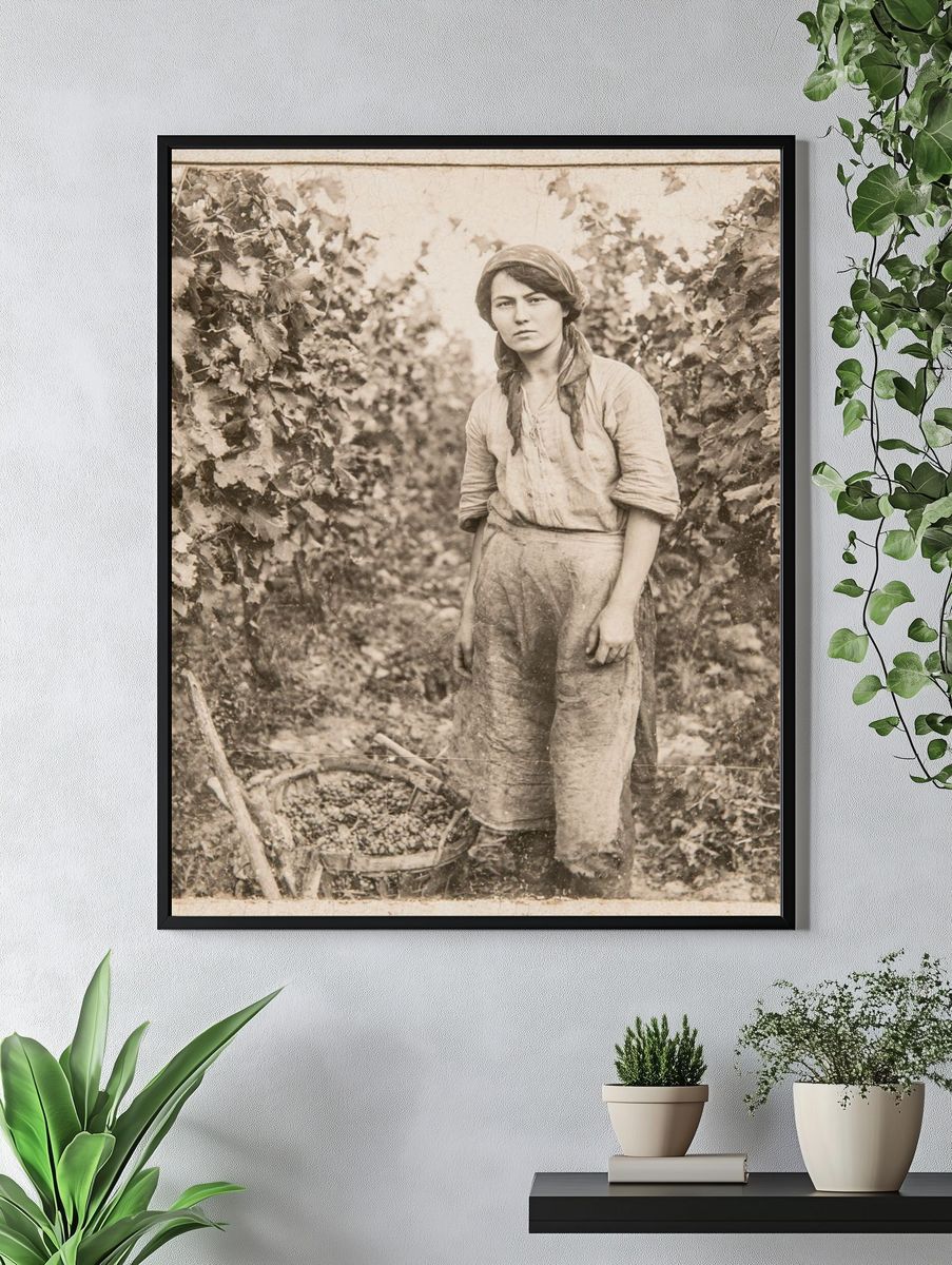 Vintage Vineyard Worker Portrait Print. — room view 4