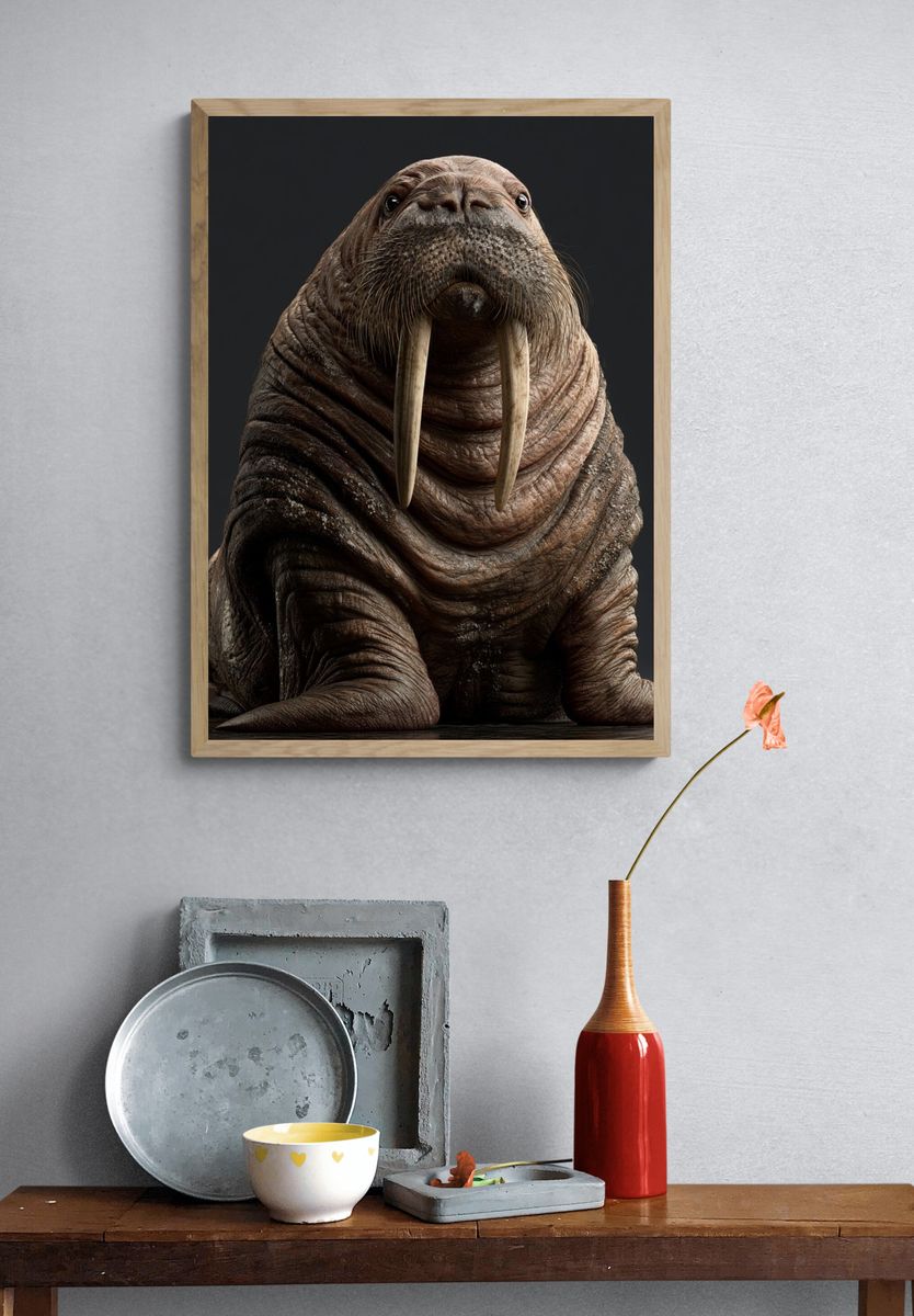 Walrus Portrait Photography Poster. — room view 3