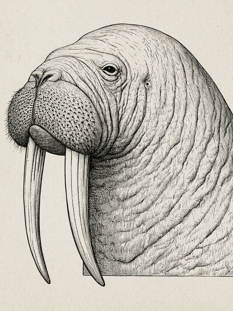 Walrus Portrait Illustration Poster. poster detail