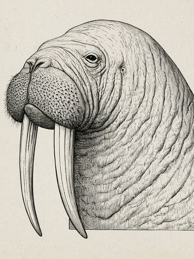 Walrus Portrait Illustration Poster.