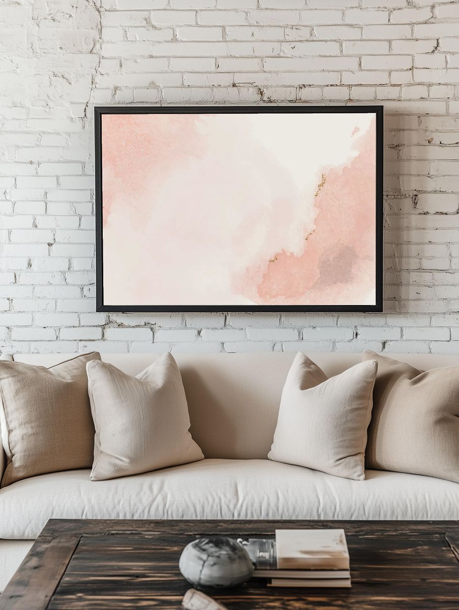 Blush Watercolor Abstract Poster. — room view 1