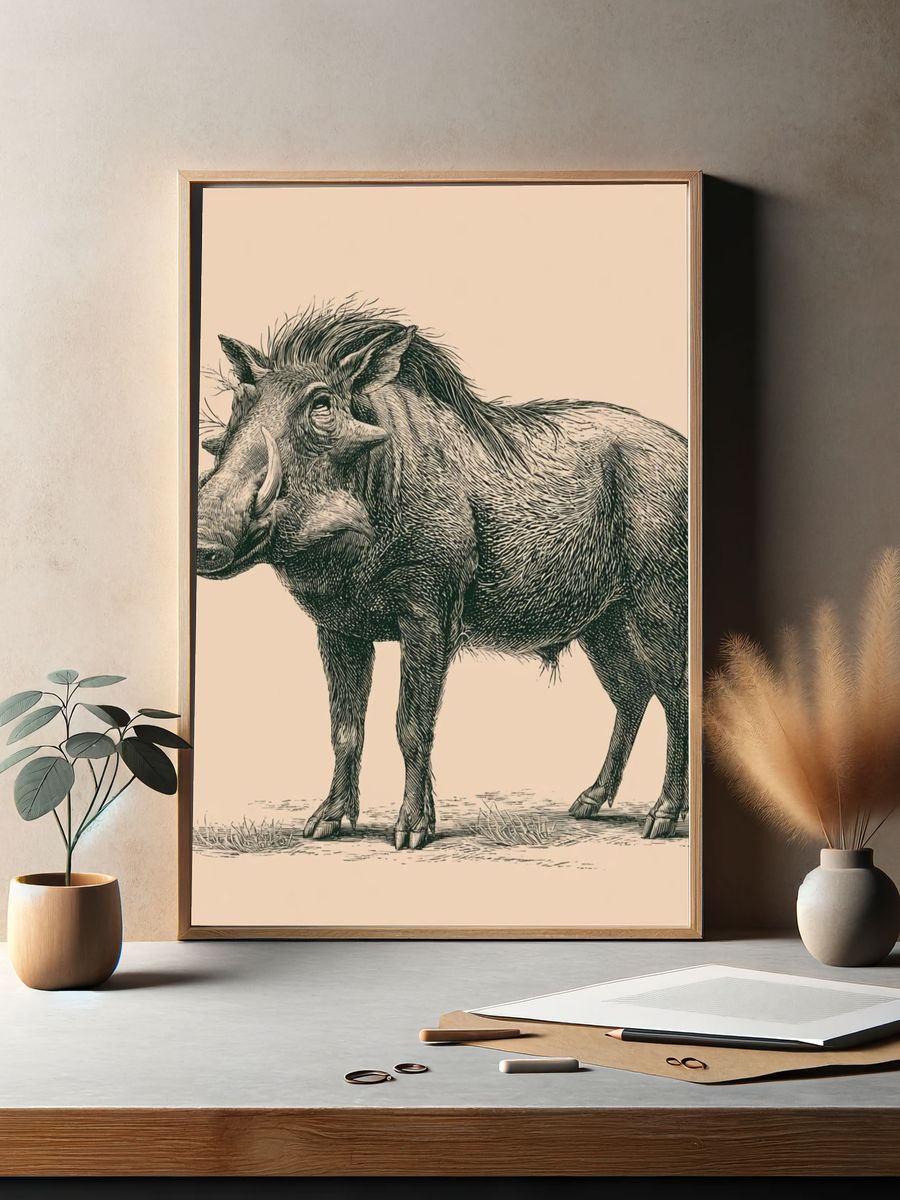 Warthog Vintage Illustration Poster. — room view 2