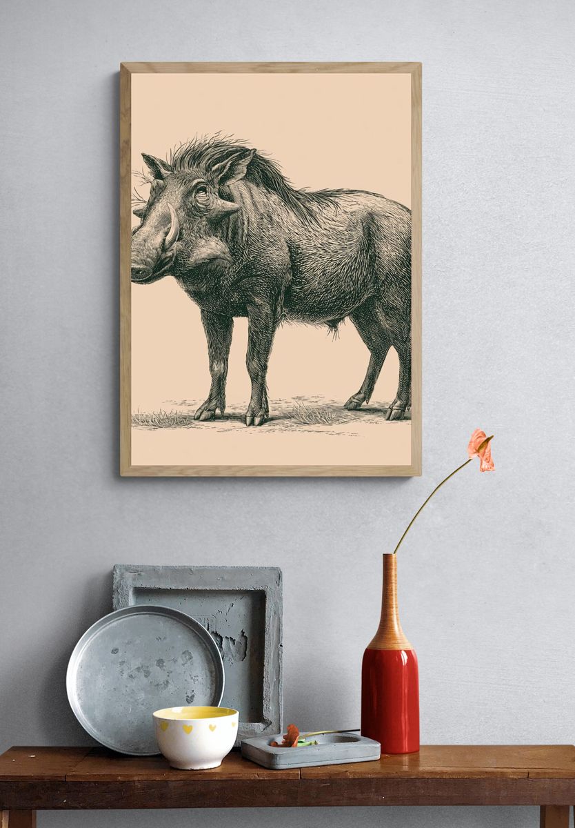 Warthog Vintage Illustration Poster. — room view 3