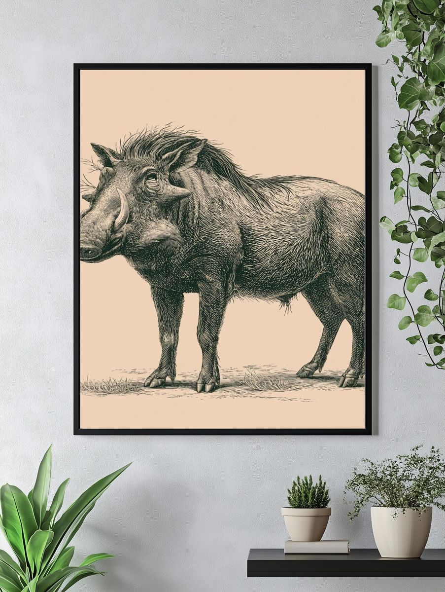 Warthog Vintage Illustration Poster. — room view 4