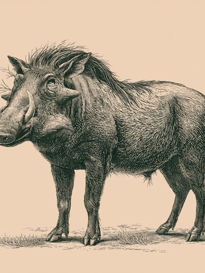 Warthog Vintage Illustration Poster. poster