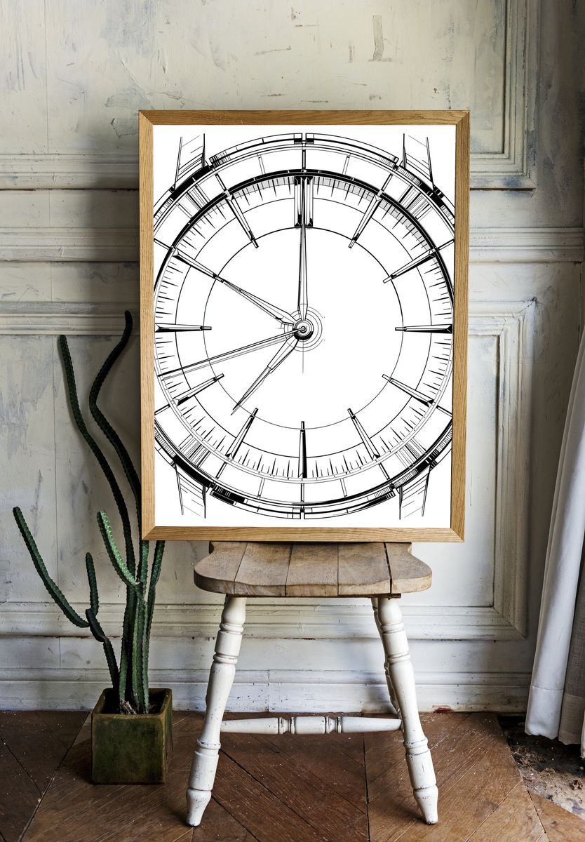 Skeleton Watch Dial Illustration Poster. — room view 1