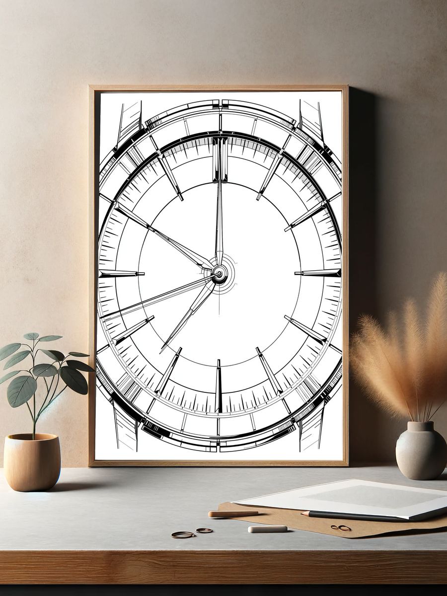 Skeleton Watch Dial Illustration Poster. — room view 2
