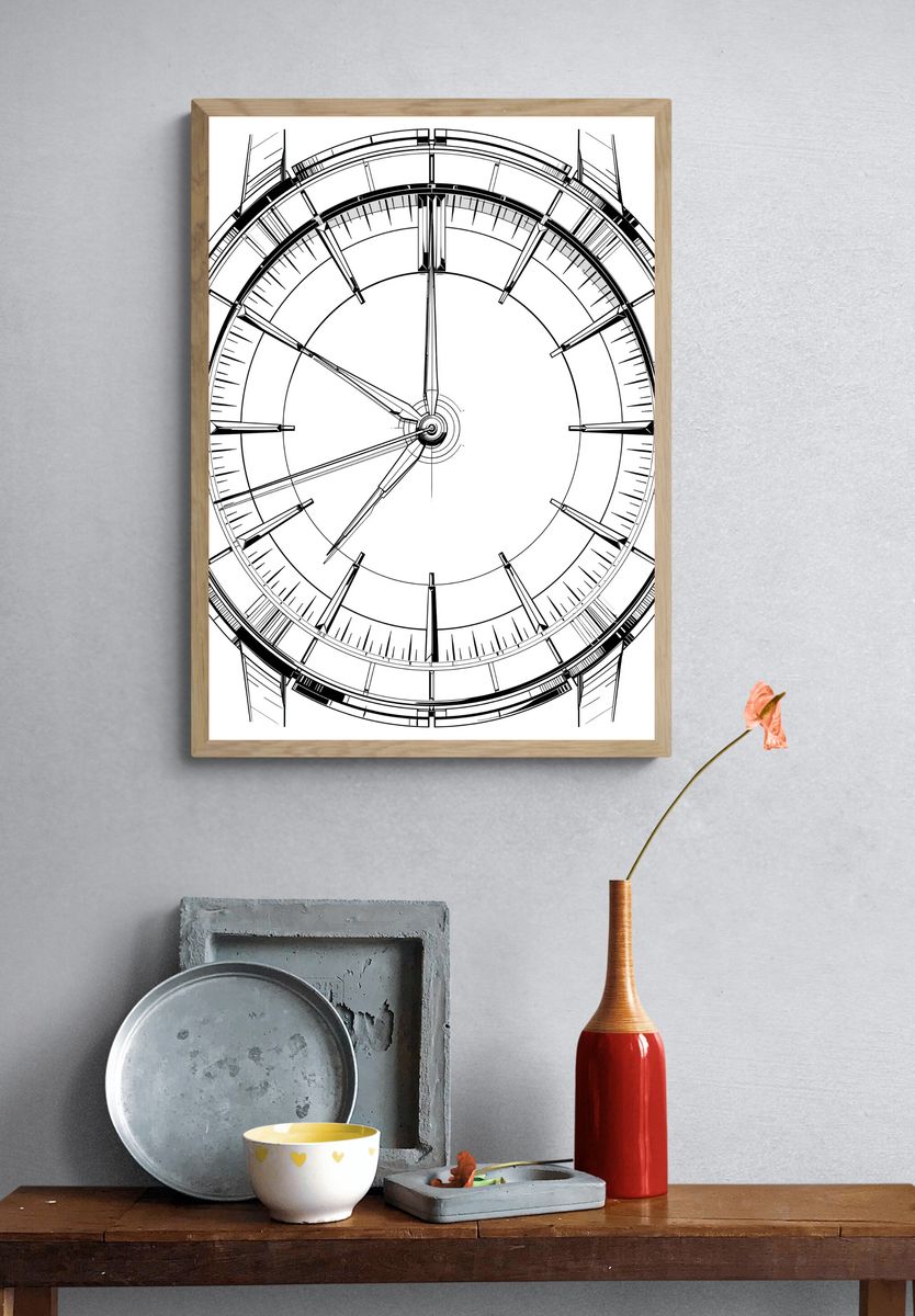 Skeleton Watch Dial Illustration Poster. — room view 3