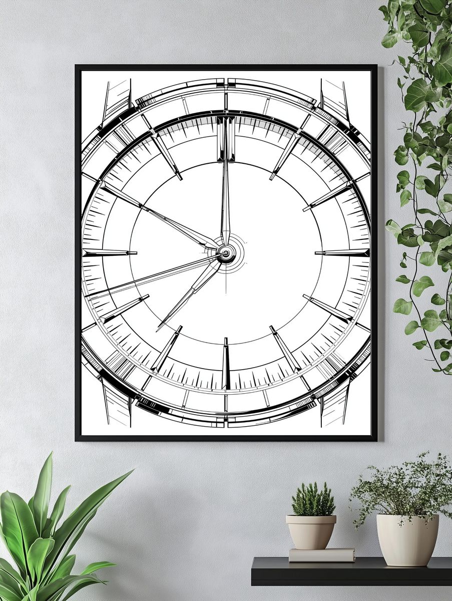 Skeleton Watch Dial Illustration Poster. — room view 4