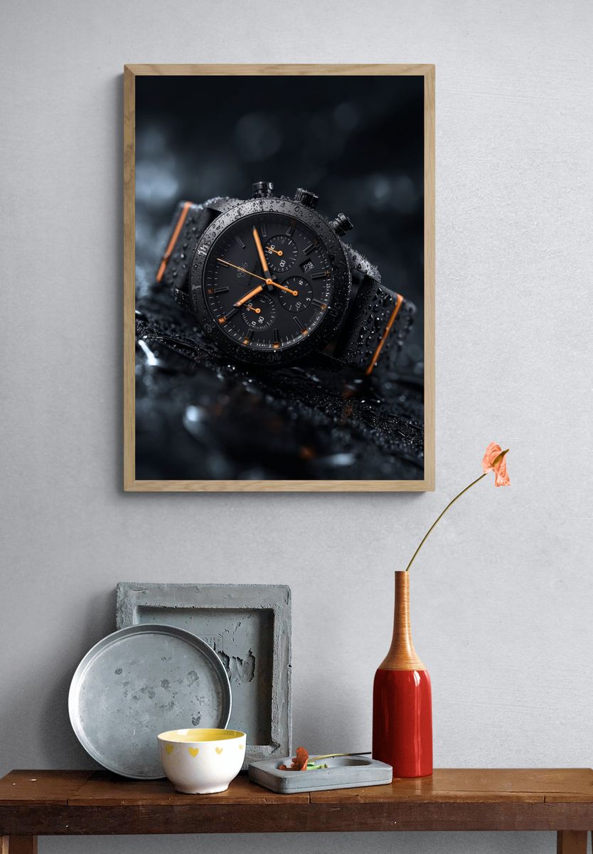 Sleek Black Watch — Photography Print. — room view 3