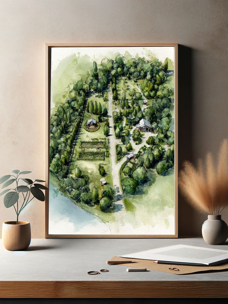 Watercolor Garden Estate Print. — room view 2