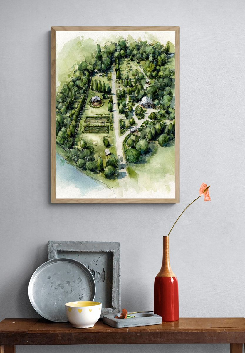Watercolor Garden Estate Print. — room view 3