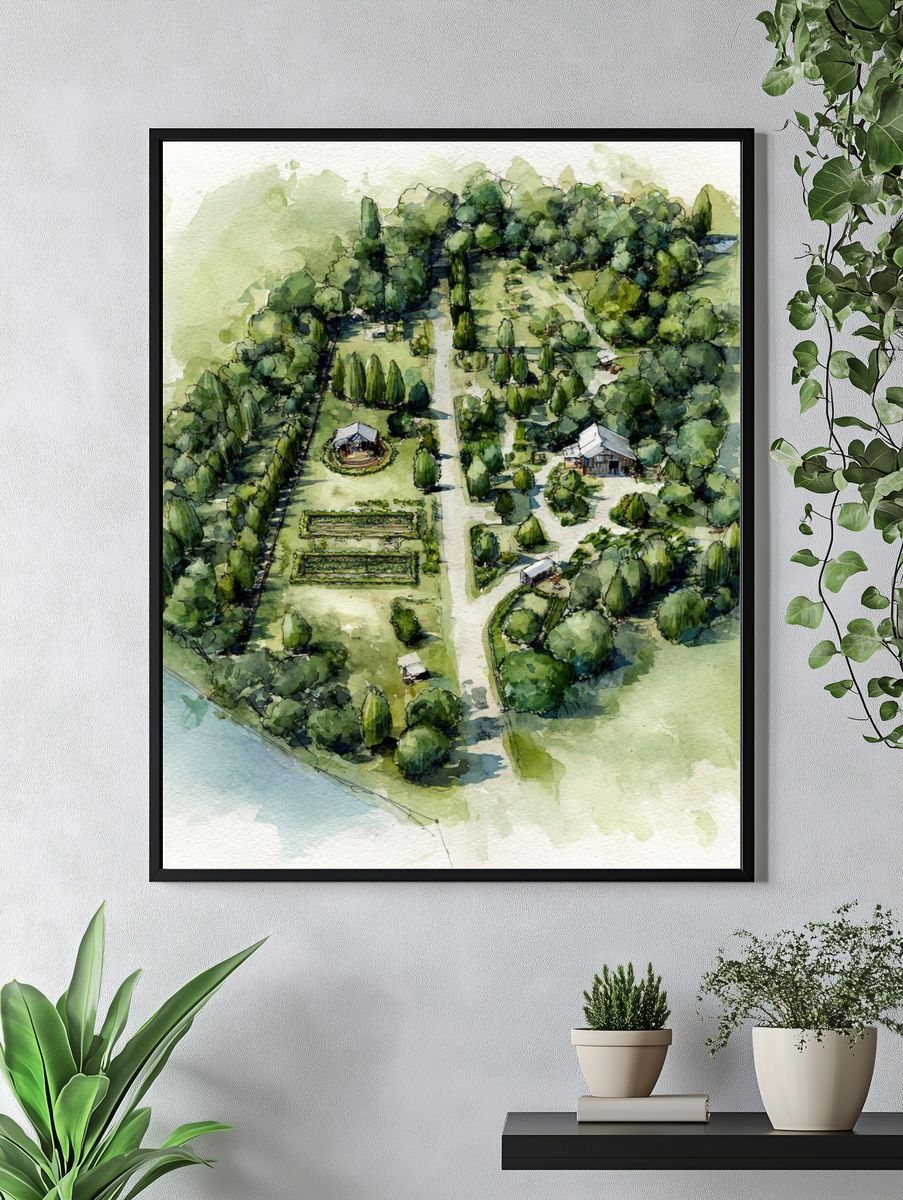 Watercolor Garden Estate Print. — room view 4