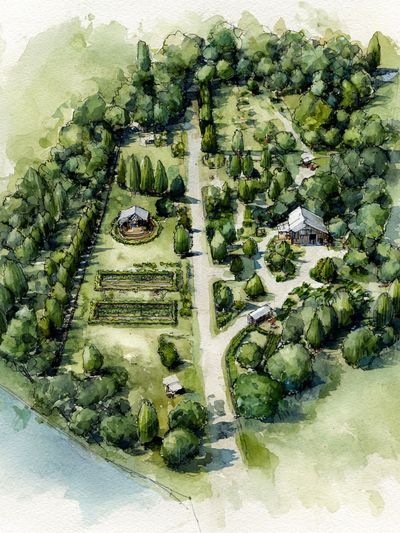 Watercolor Garden Estate Print. poster print
