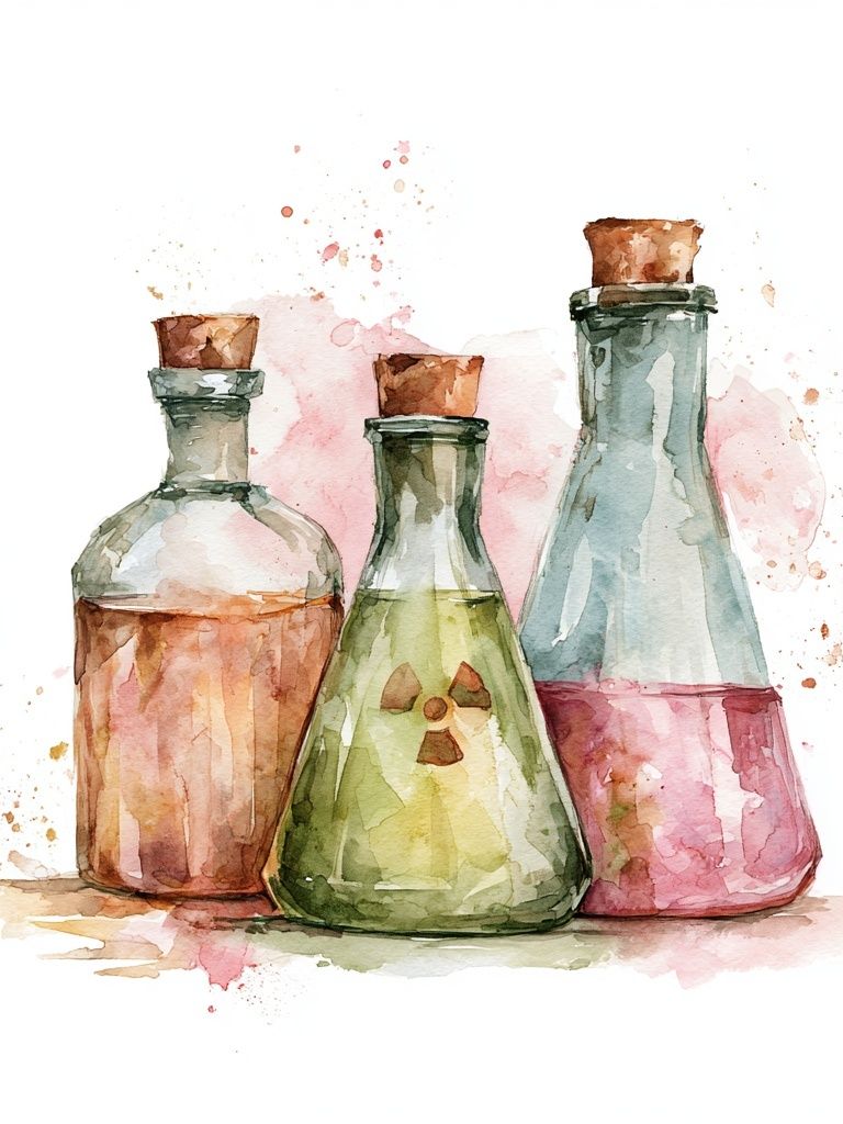 Watercolor Potion Bottles Print. poster — illustration art
