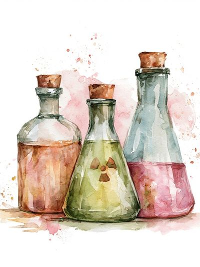 Watercolor Potion Bottles Print.
