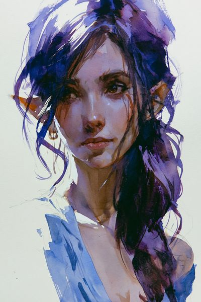 Watercolor Elf Portrait Poster.