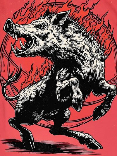 Raging Boar Illustration Poster.