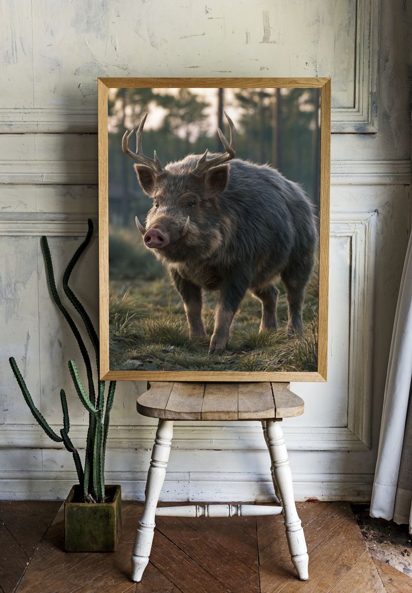 Wild Boar Portrait Photography Poster. room preview