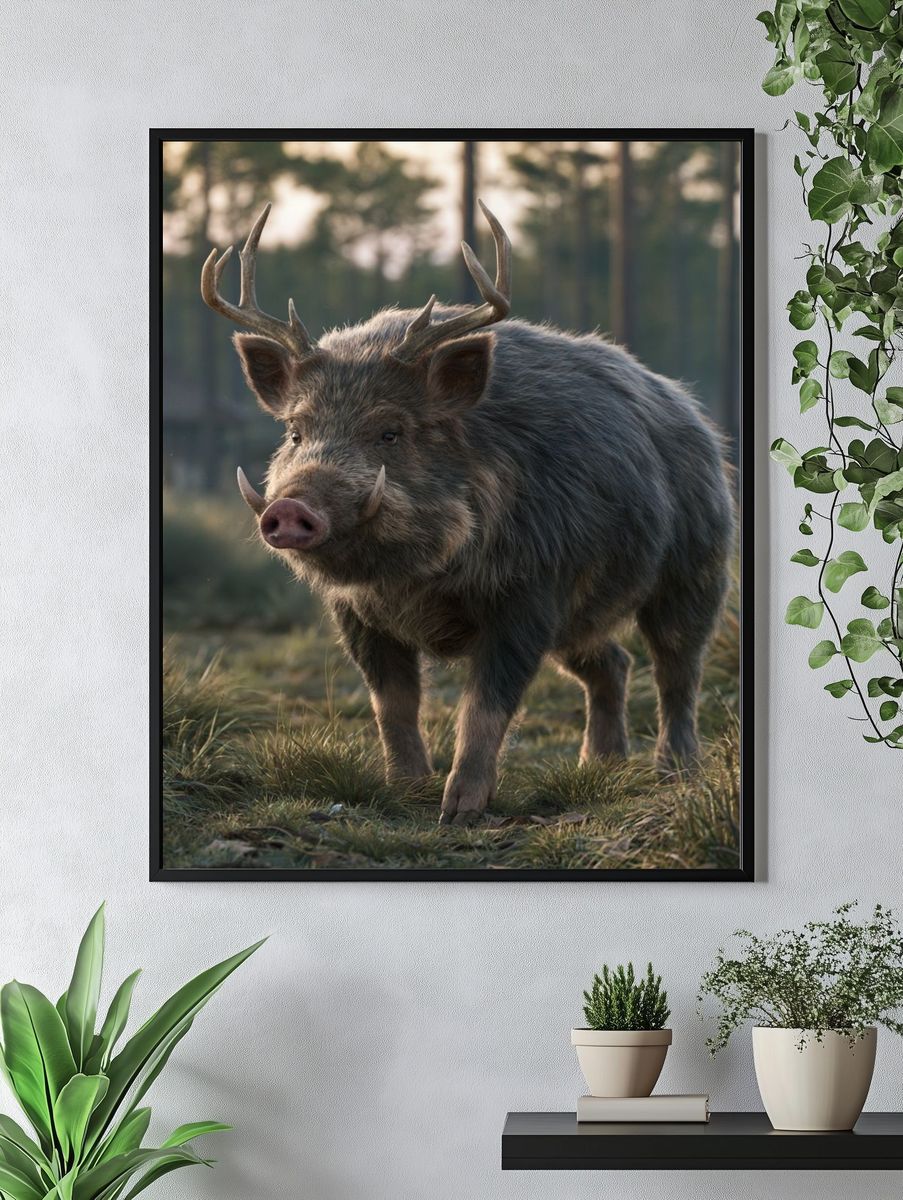 Wild Boar Portrait Photography Poster. — room view 4