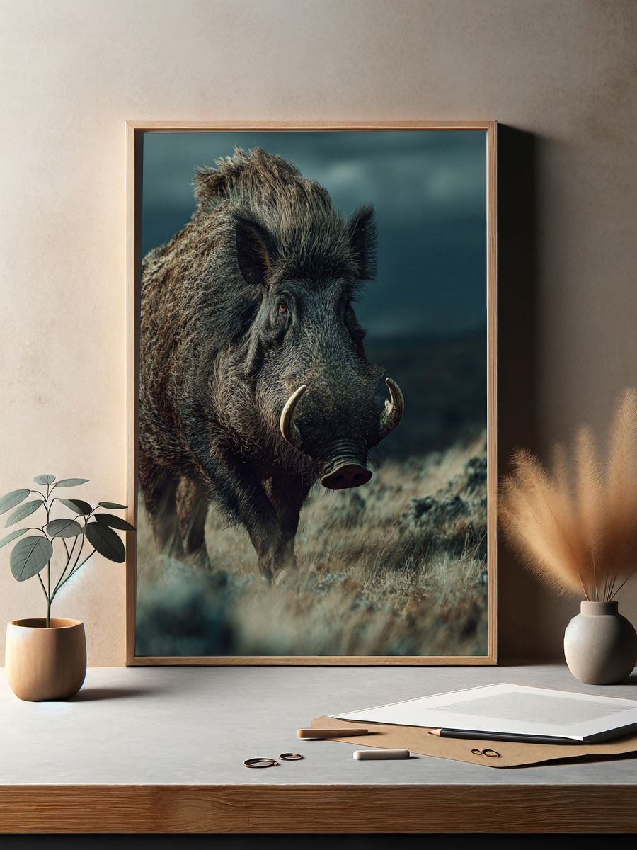 Wild Boar Portrait Photography Poster. — room view 2