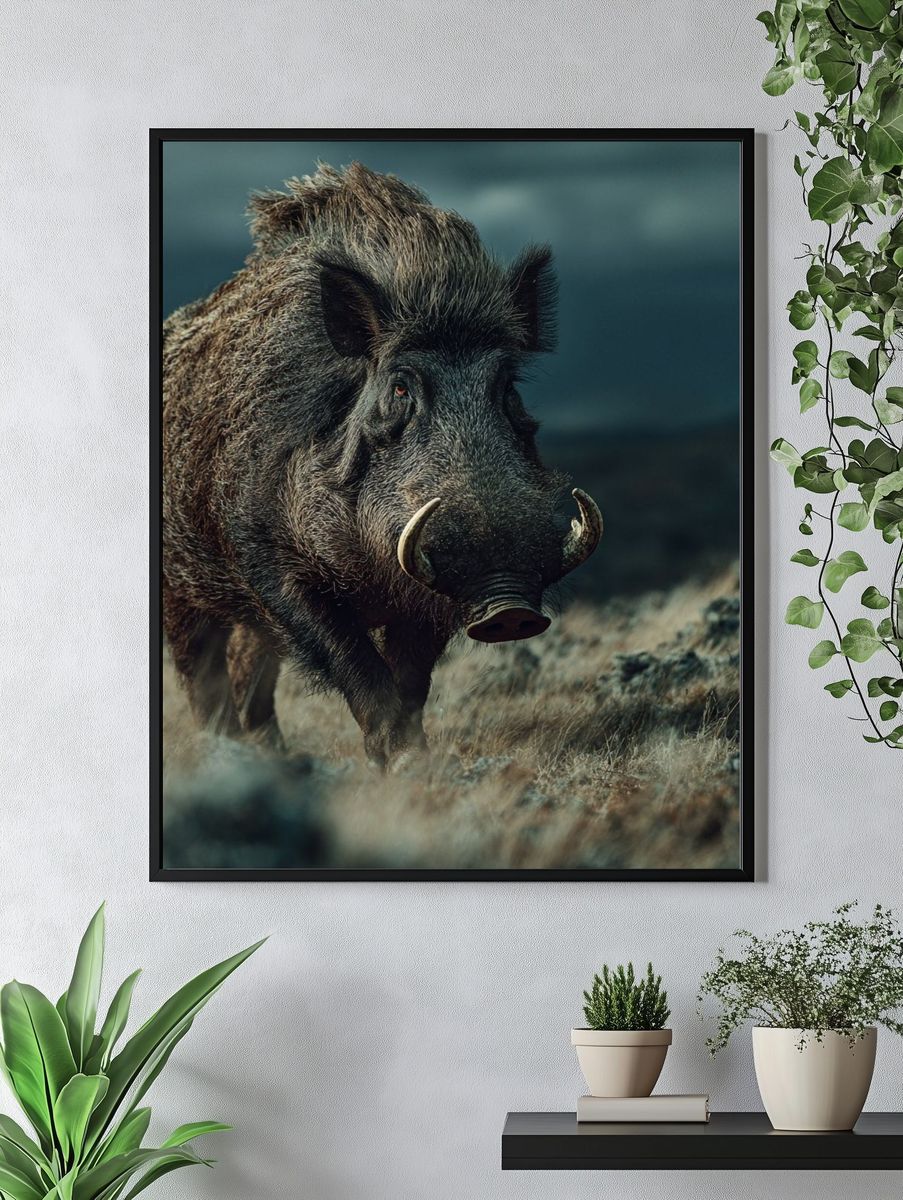 Wild Boar Portrait Photography Poster. — room view 4