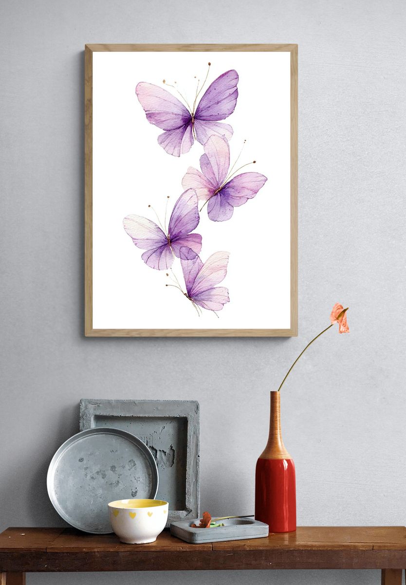 Watercolor Butterflies — Botanical Print. — room view 3