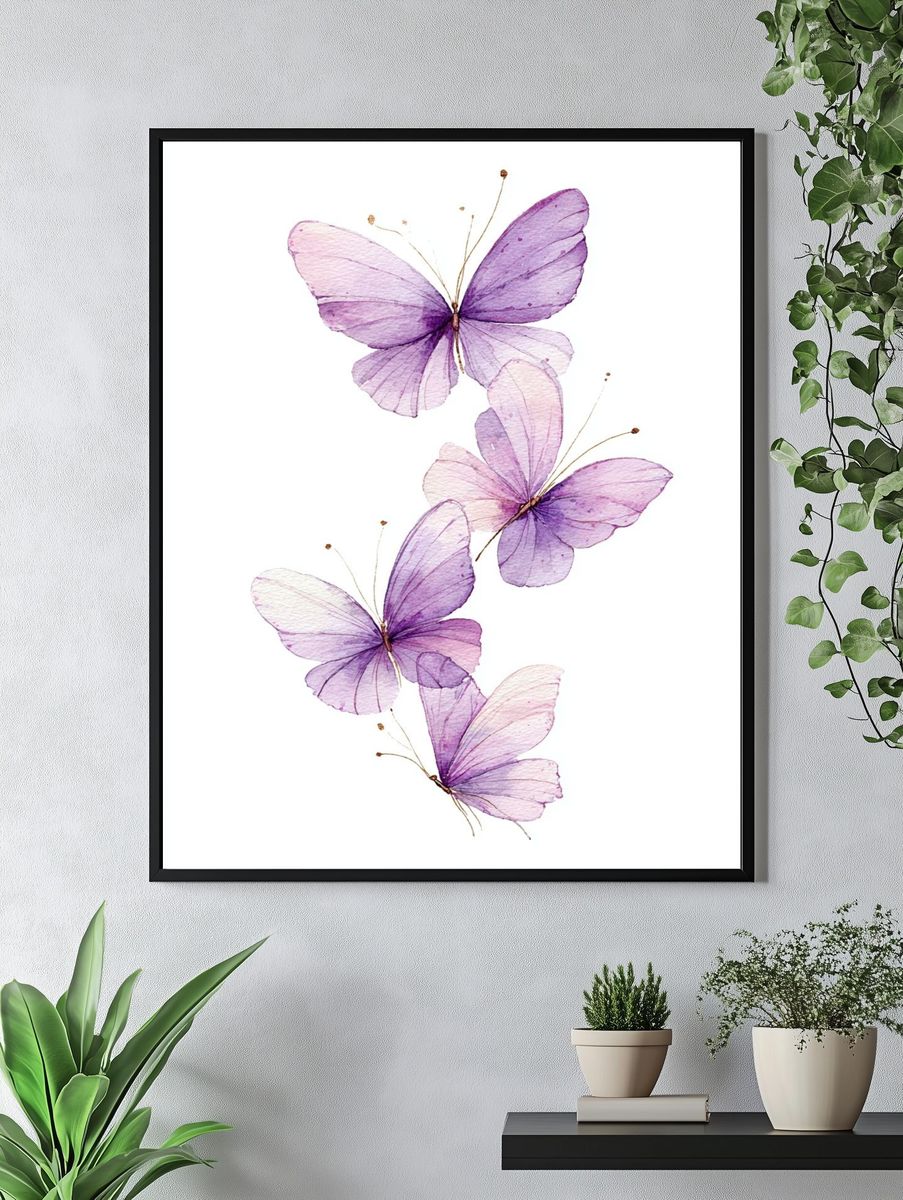 Watercolor Butterflies — Botanical Print. — room view 4