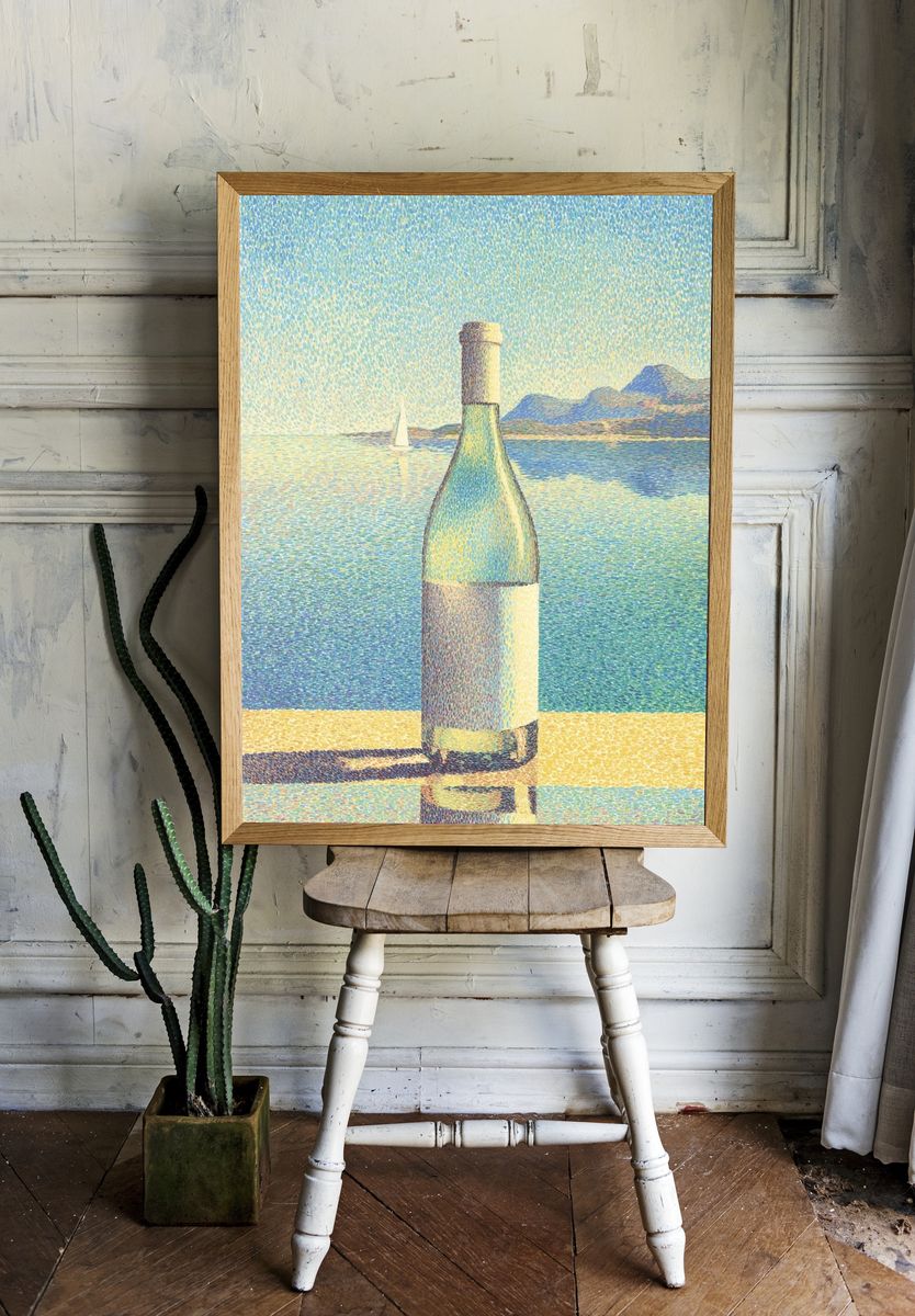 Wine Bottle by the Sea — Fine Art Print. — room view 1