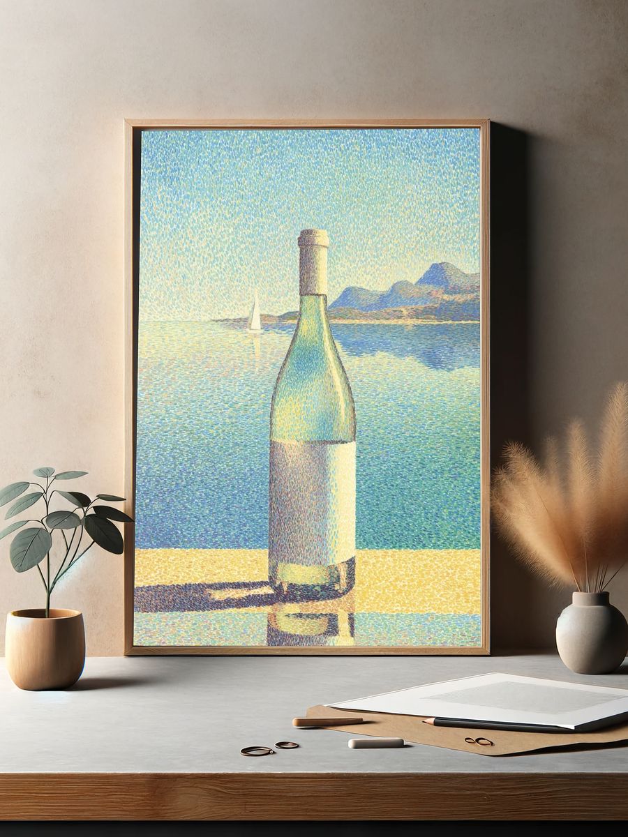 Wine Bottle by the Sea — Fine Art Print. — room view 2