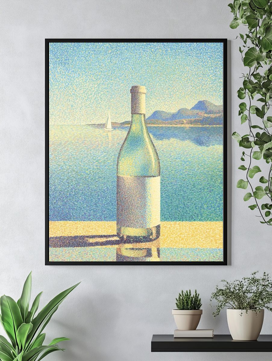 Wine Bottle by the Sea — Fine Art Print. — room view 4