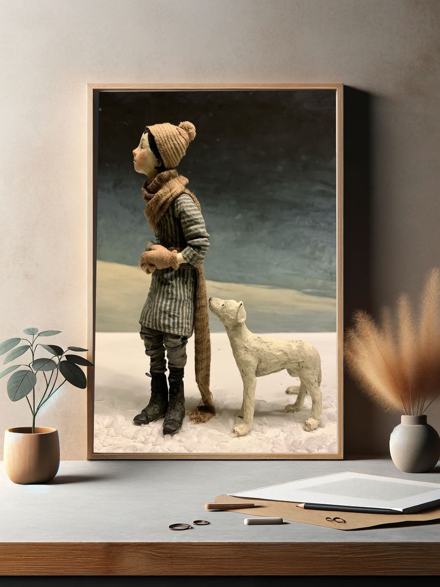 Winter Child and Dog Photography Poster. — room view 2