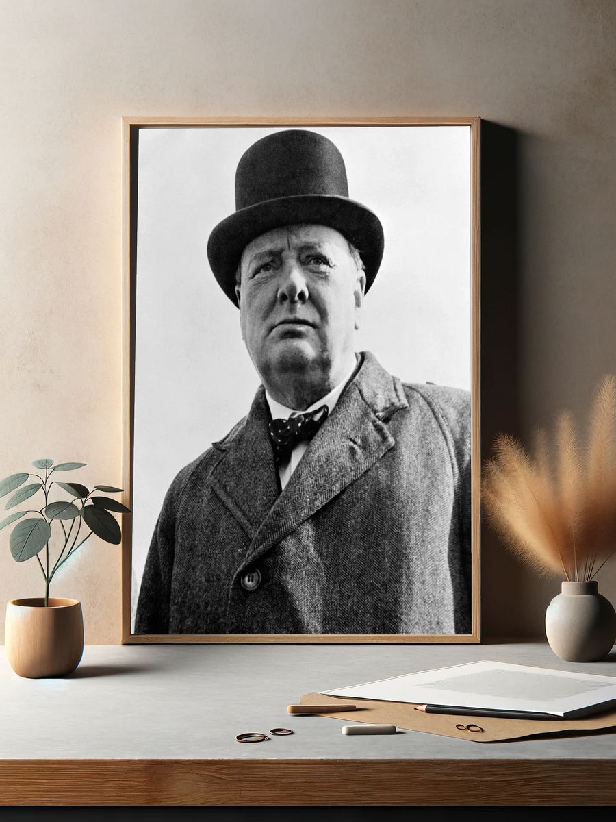 Winston Churchill Portrait — Vintage Print. — room view 2