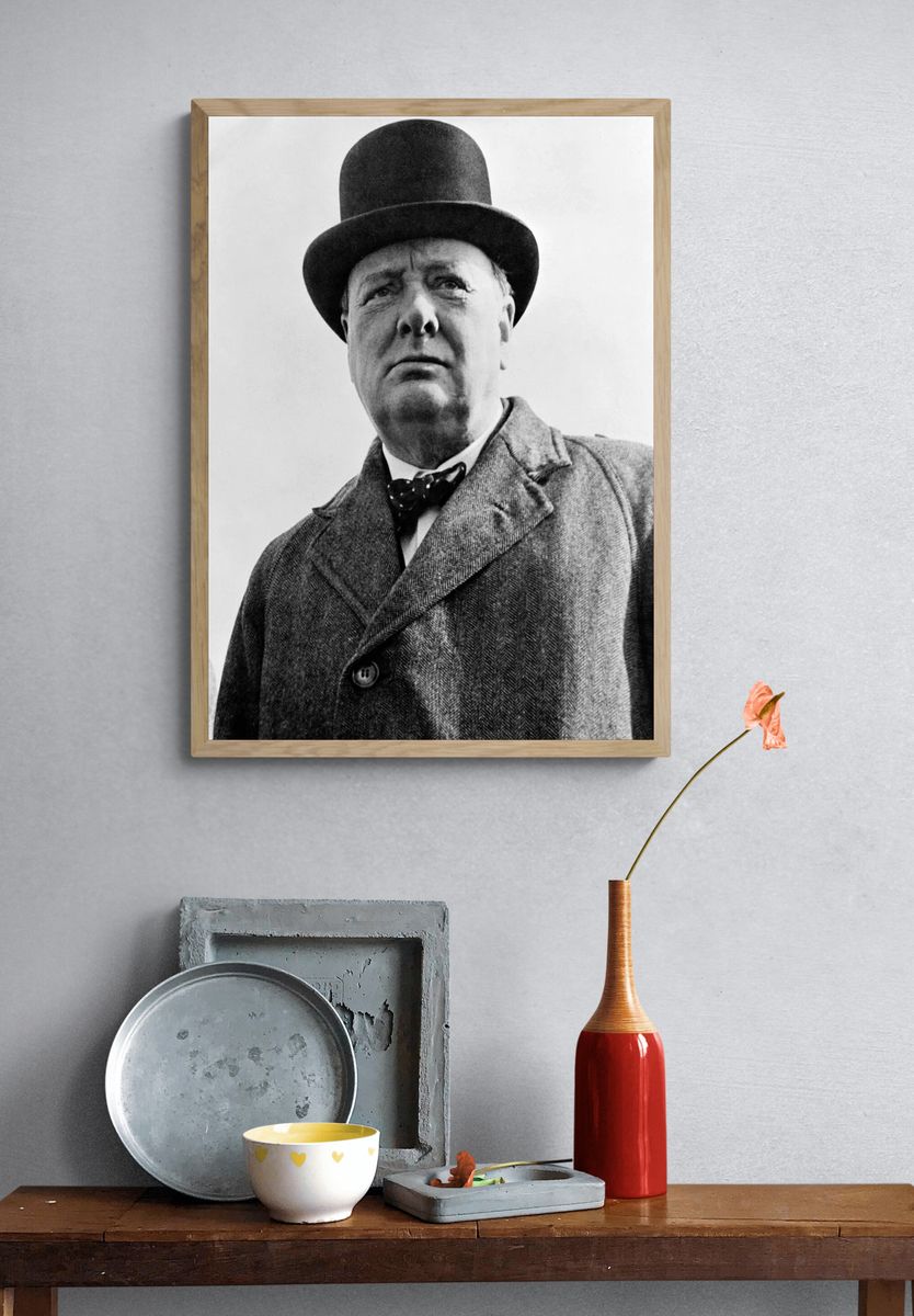 Winston Churchill Portrait — Vintage Print. — room view 3