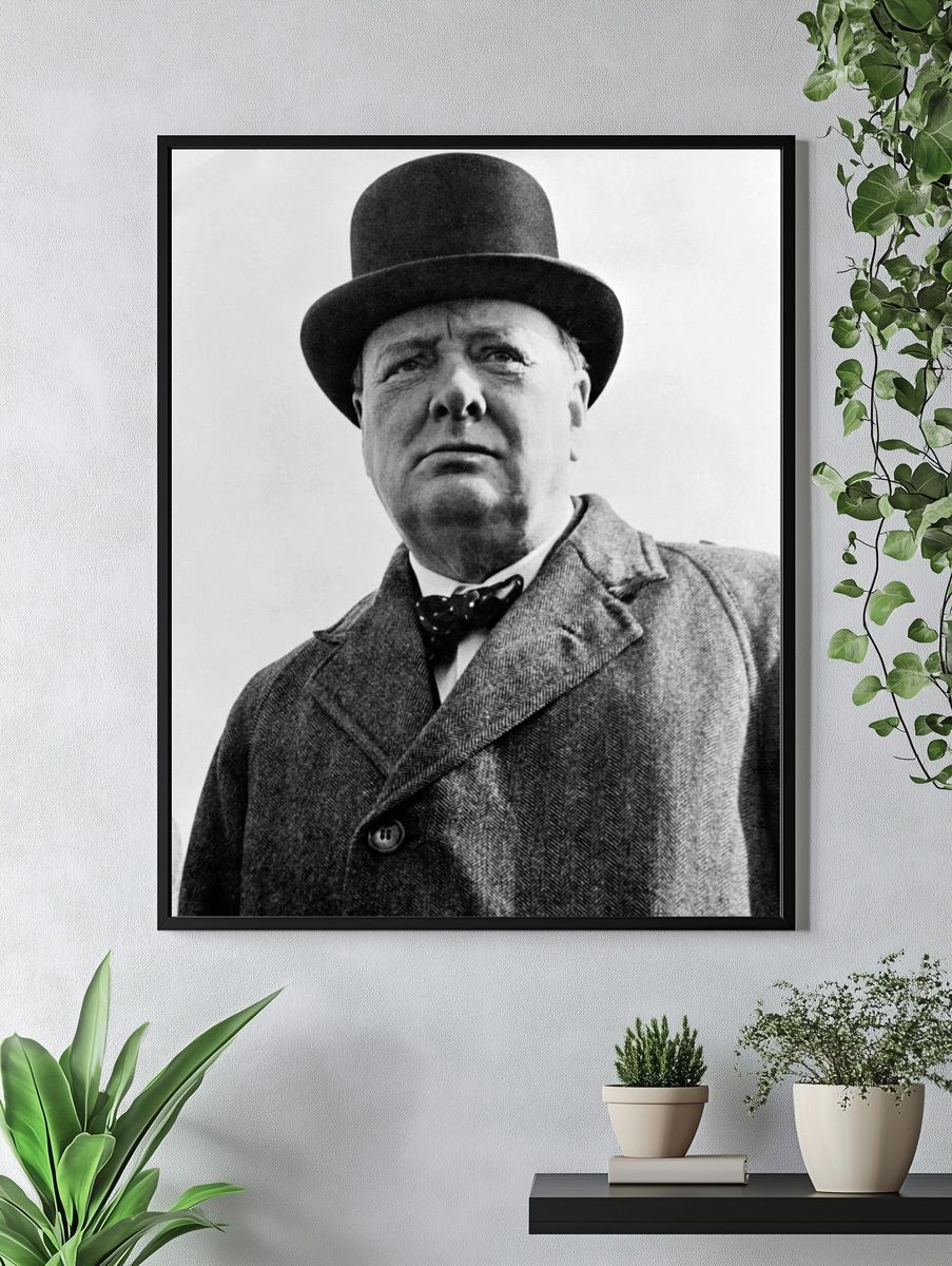 Winston Churchill Portrait — Vintage Print. — room view 4